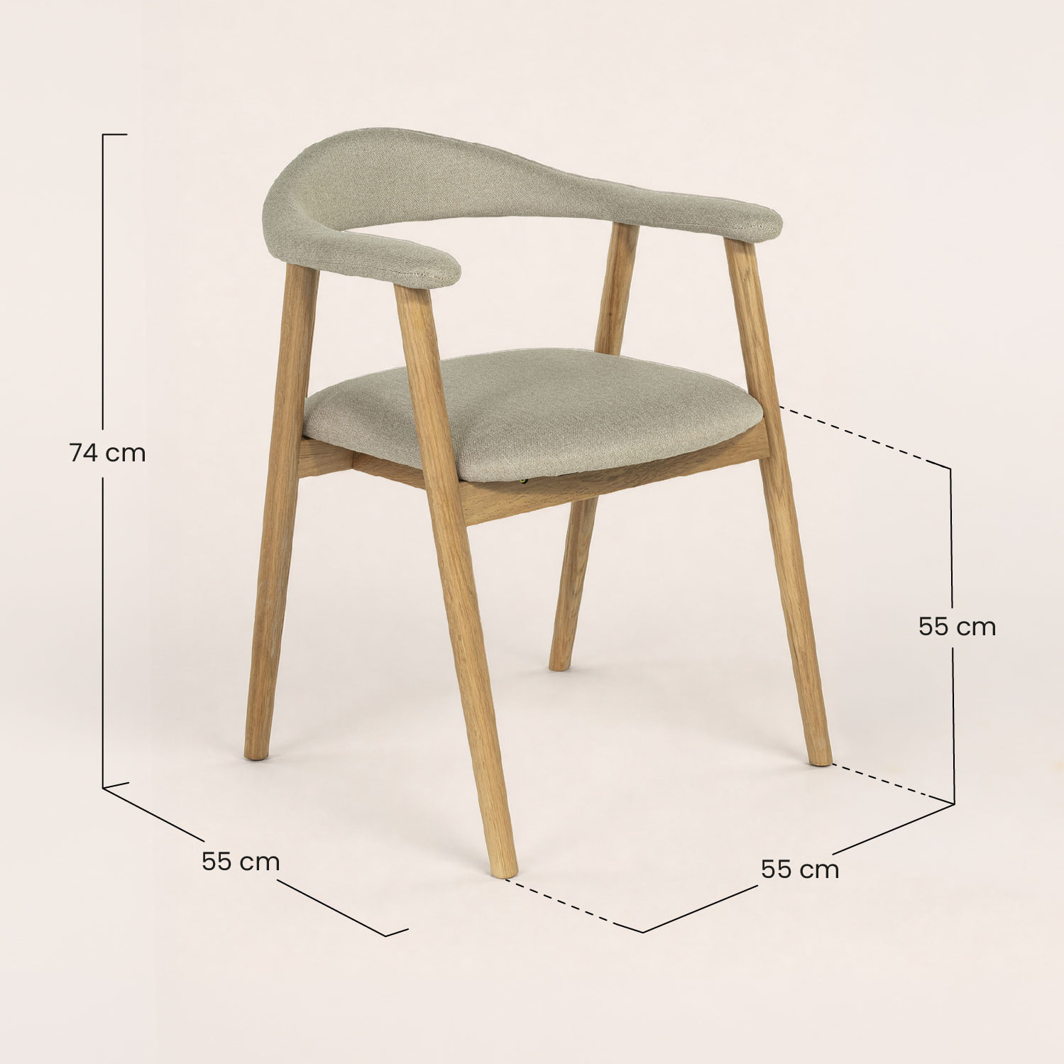 Lore - chaise en chêne massif et tissu - Bois / Beige