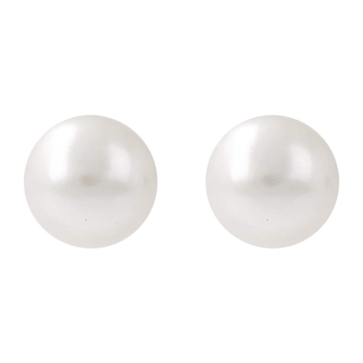 Orecchini a Bottone in Argento con Perle d'Acqua Dolce Bianche Ø 9/9.5 mm