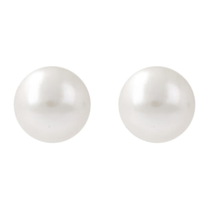 Orecchini a Bottone in Argento con Perle d'Acqua Dolce Bianche Ø 9/9.5 mm