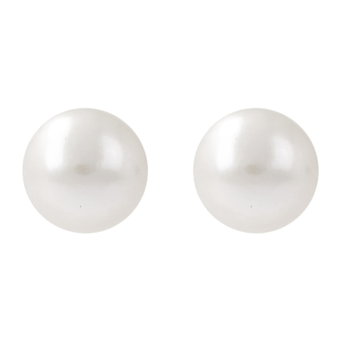 Orecchini a Bottone in Argento con Perle d'Acqua Dolce Bianche Ø 9/9.5 mm