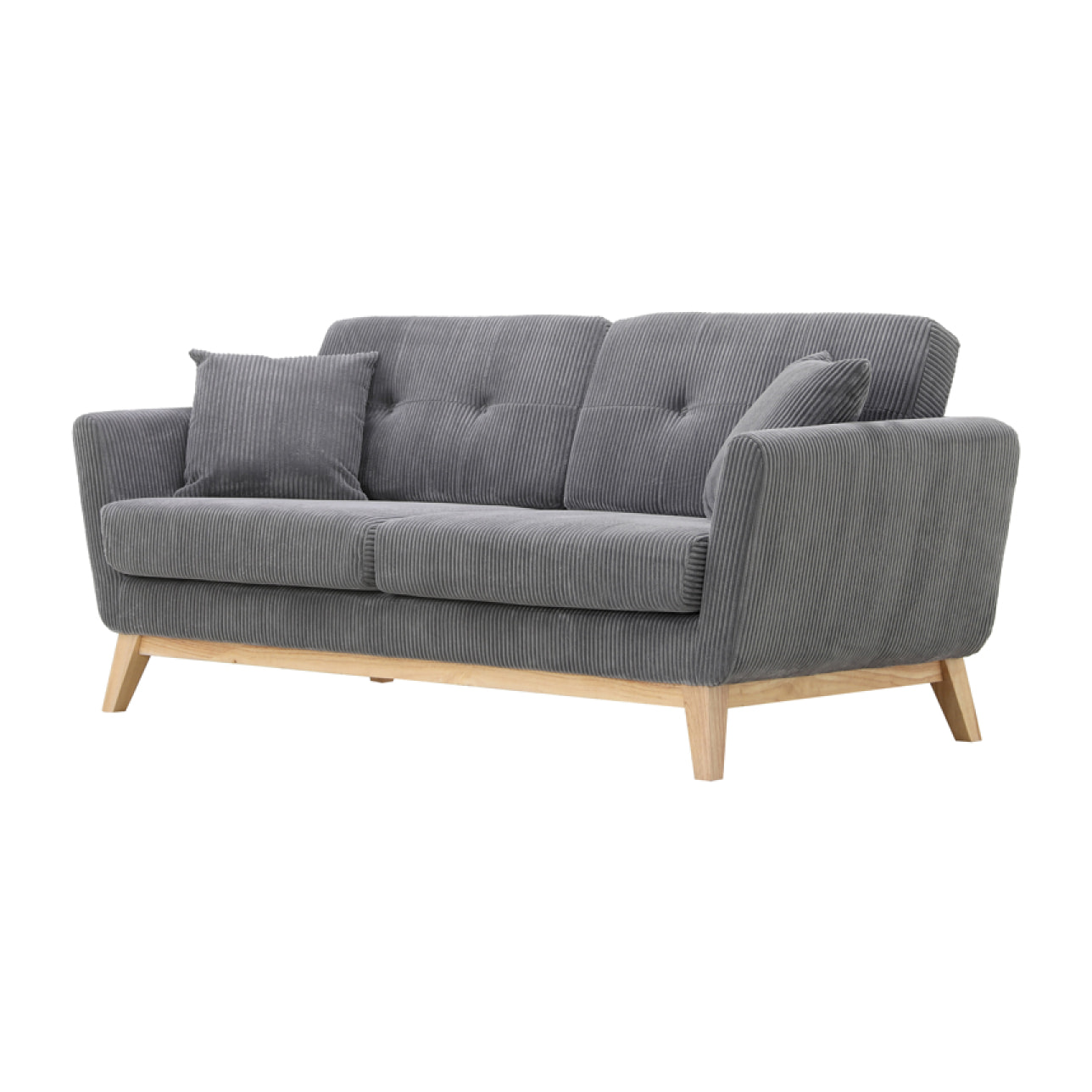 Canapé scandinave 3 places velours côtelé gris OSLO