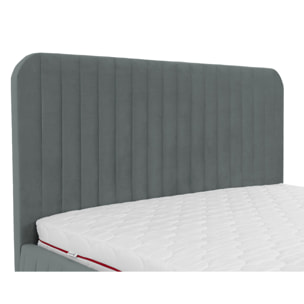 Stuart - lit coffre - 160x200 cm - sommier inclus - en velours - Gris Anthracite