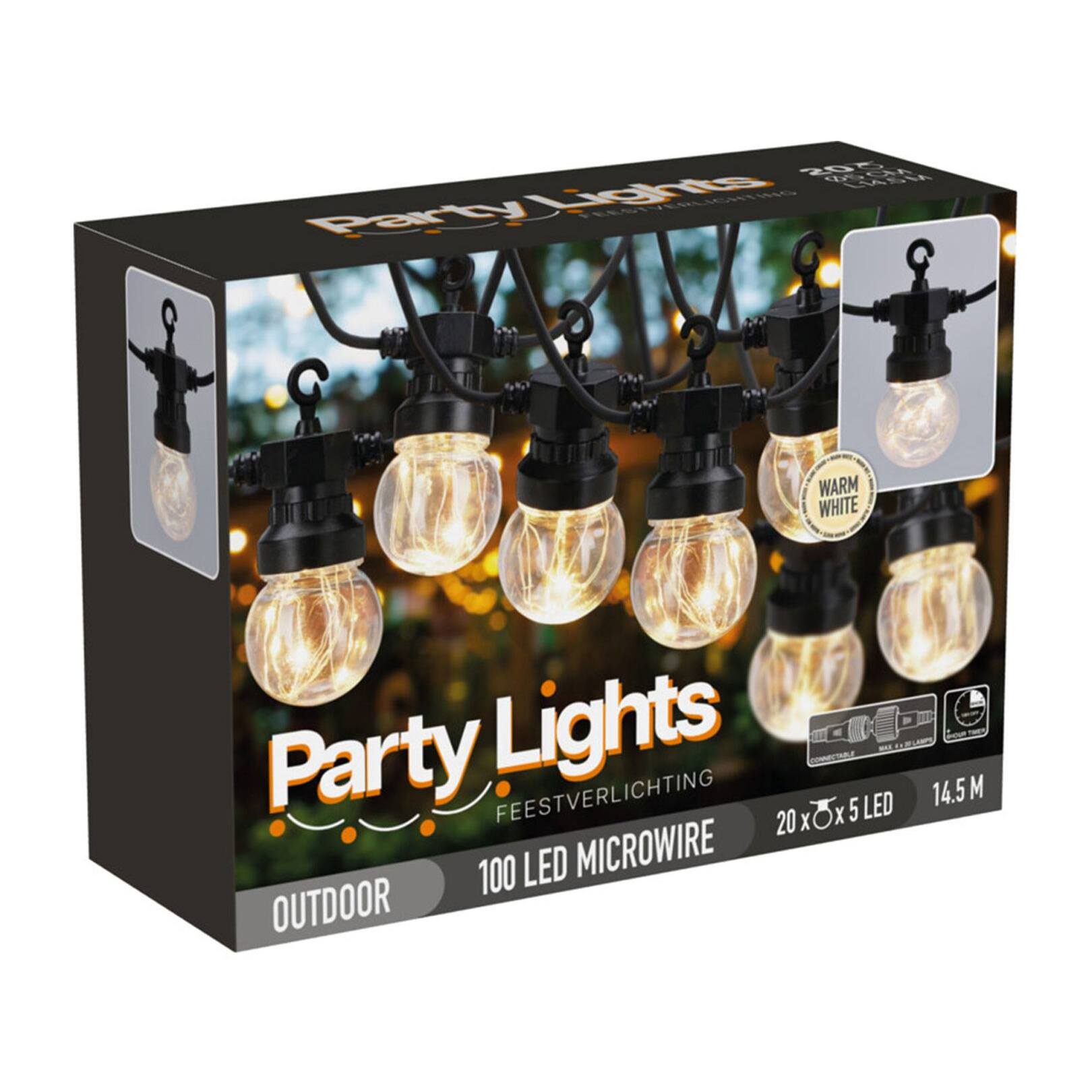 Guirnalda de 20 luces blanco calido con temporizador 950cm