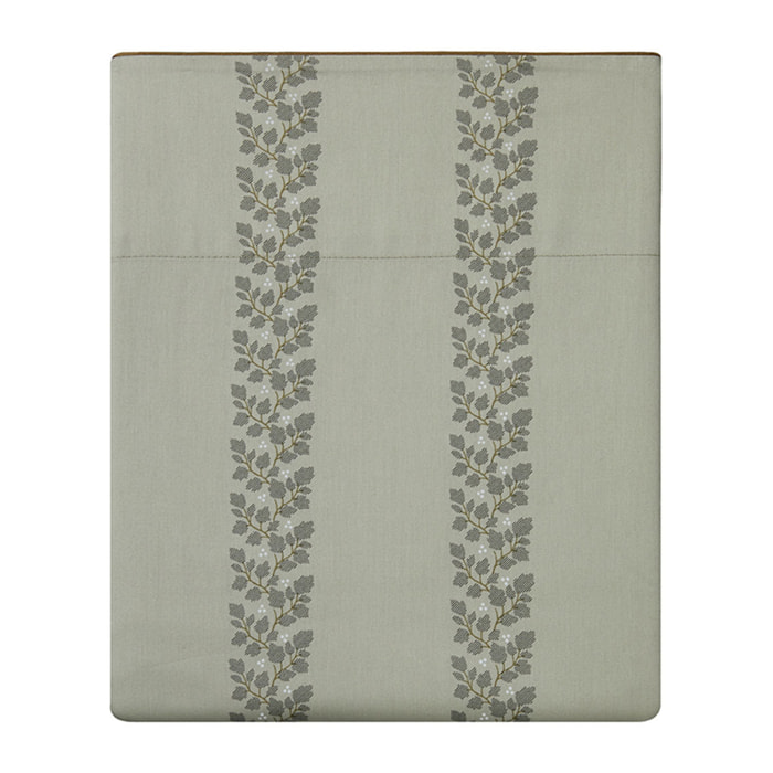 Drap plat en satin de coton bio imprimé, BEL AMI, Vert kaki