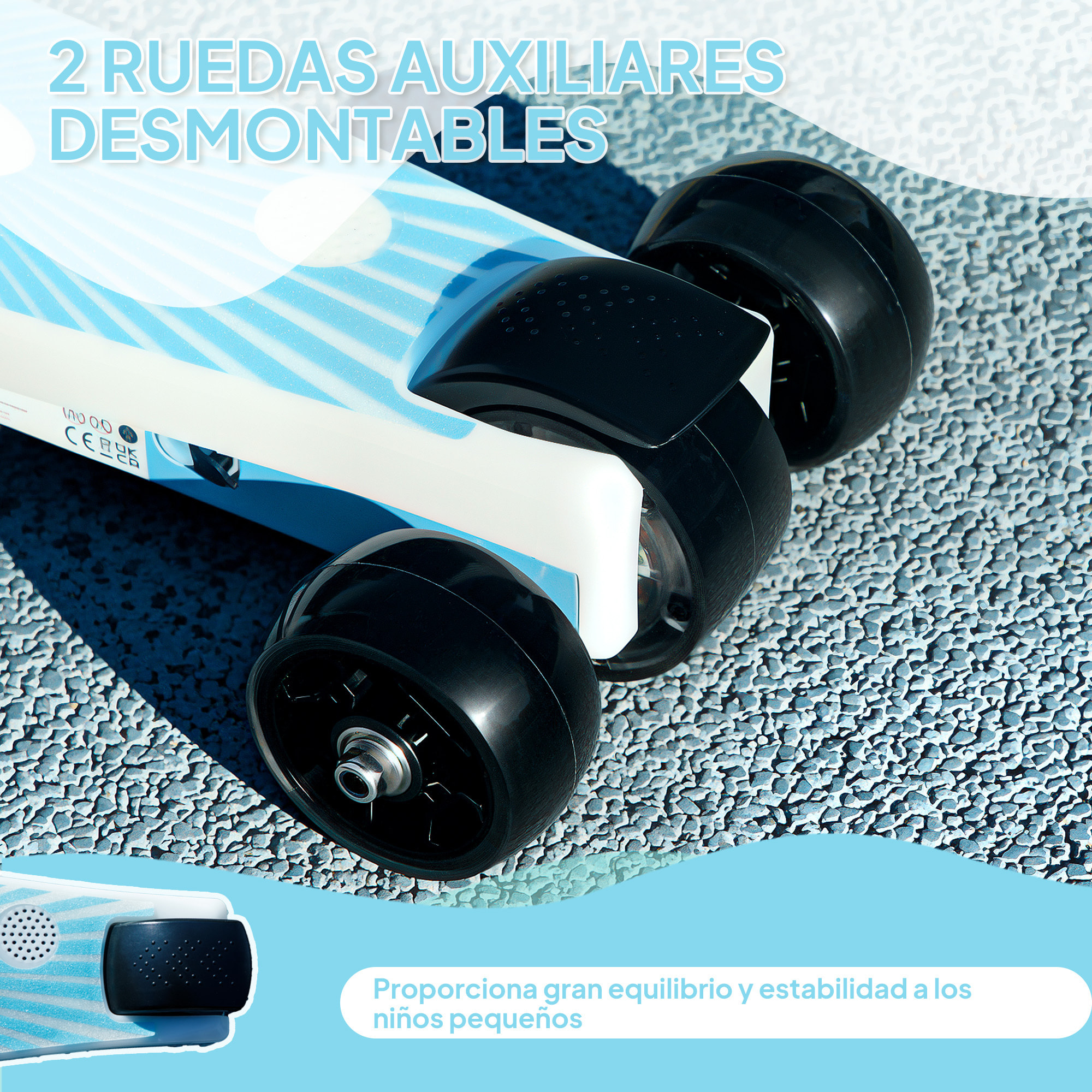 Patinete Eléctrico para Niños de 4-7 Años Patín Eléctrico Max. 6 km/h Motor 80 W Autonomía Máxima 8 km Patinete Eléctrico Infantil con Luces LED Freno Posterior Azul