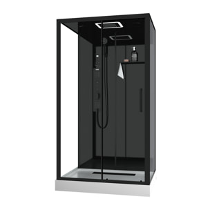 Cabine de douche Hydromassante 115x90x218 cm - Porte coulissante - Fonds & Profilés Noir Mat