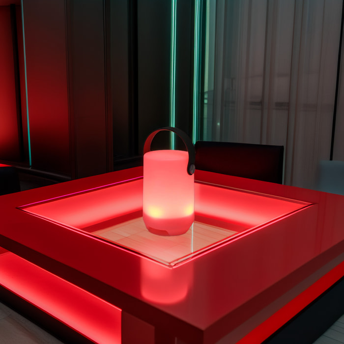 Well Home Lámpara de Mesa Recargable RGB con control remoto y 4 modos de color Ø11x15cm