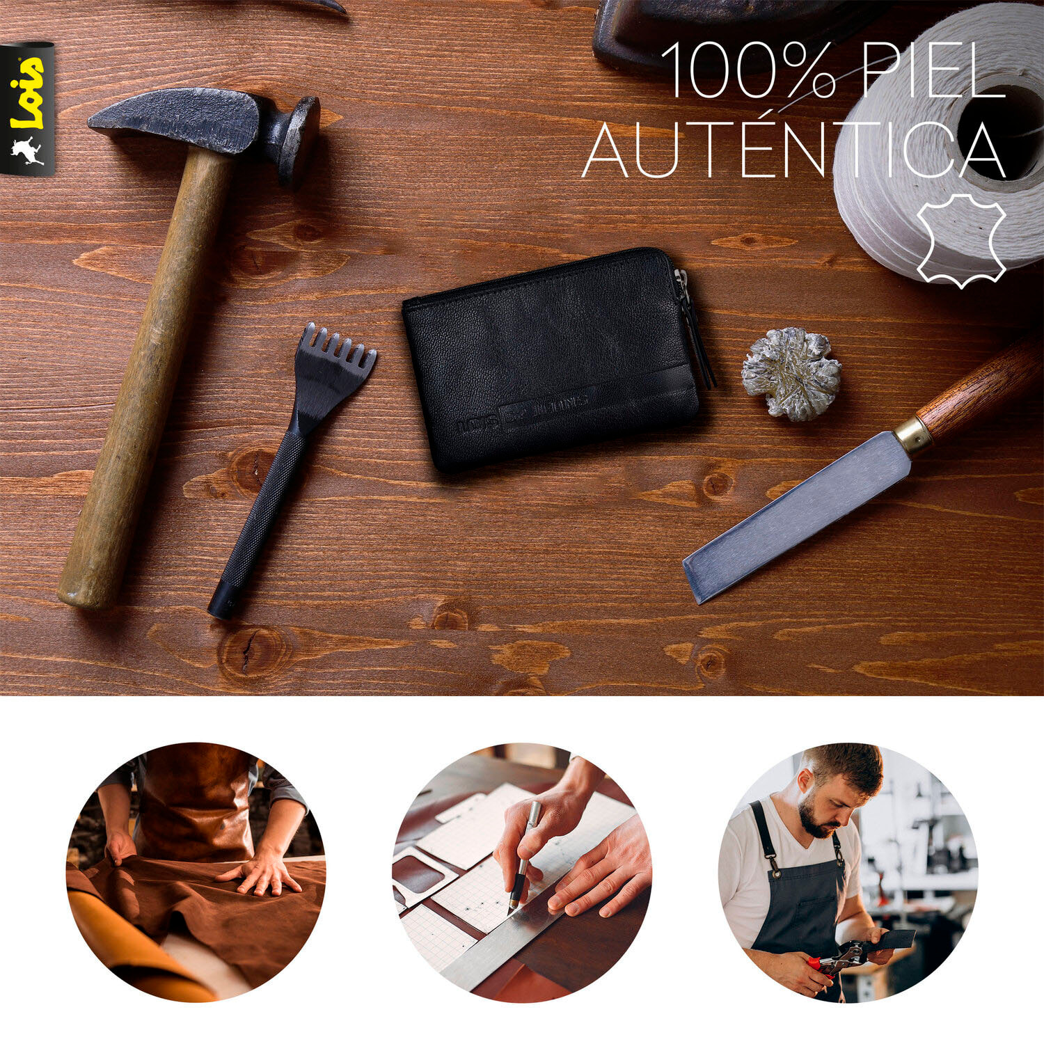 Monedero Piel Hombre Lois Eagle Negro