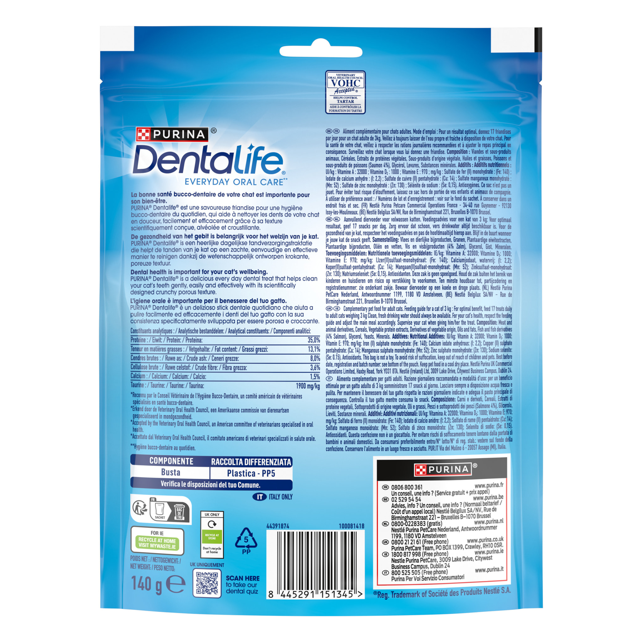 DENTALIFE Chat Friandises Saumon 140g - Lot de 5