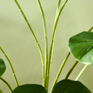 Arbre artificiel plante artificielle Monstera H. 180 cm tronc branches lichen feuilles de tortue grand réalisme pot inclus