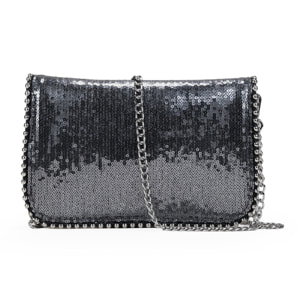 Bolso de hombro plomo con cadena