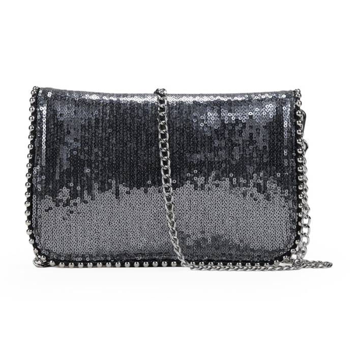 Bolso de hombro plomo con cadena