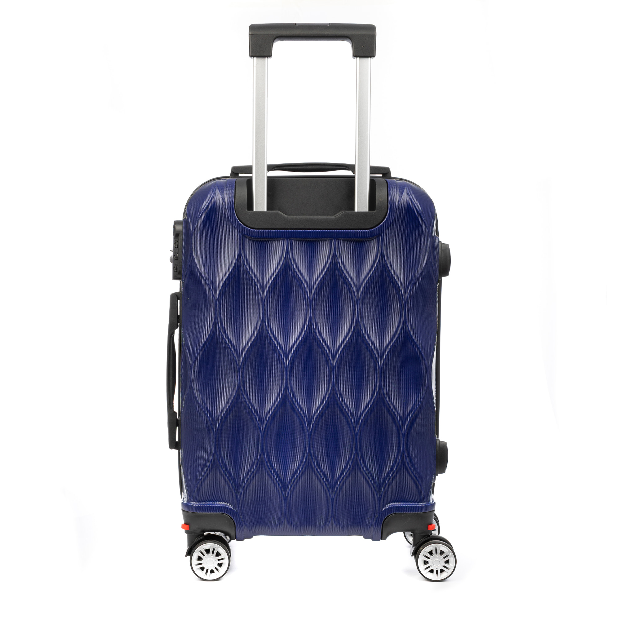 DAM Valigia da cabina Trolley in materiale leggero ABS ad alta resistenza. Serratura numerica e 4 ruote doppie estraibili e girevoli a 360°. 37x24x56 Cm. Colore: Blu Scuro