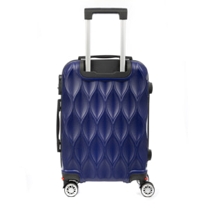 DAM Valigia da cabina Trolley in materiale leggero ABS ad alta resistenza. Serratura numerica e 4 ruote doppie estraibili e girevoli a 360°. 37x24x56 Cm. Colore: Blu Scuro