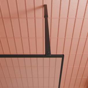 Paroi de douche 90x200cm - Verre degrade blanc effet brume - Encadrement noir mat - NEPHELIE