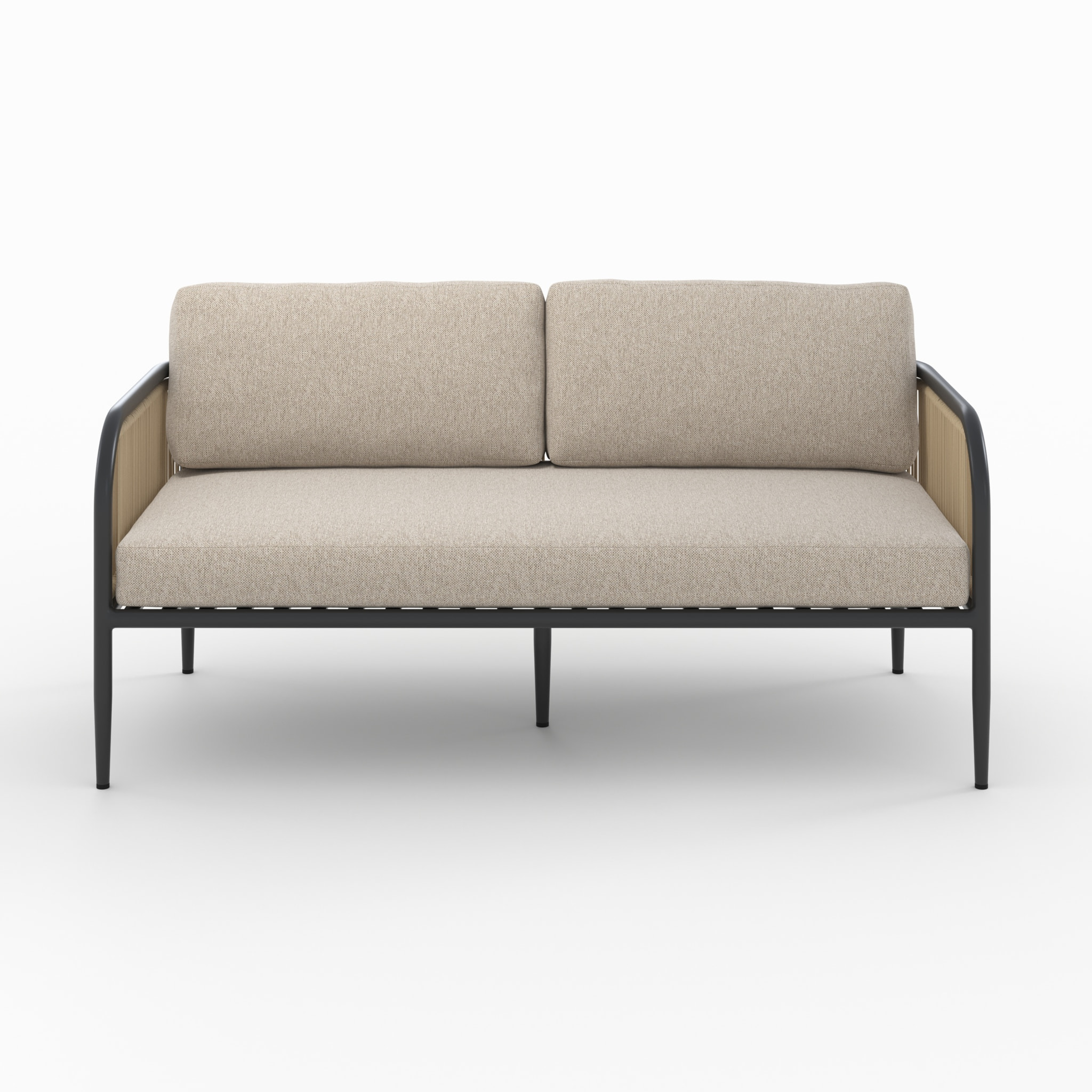 Canapé de jardin 3 places en métal et tissu beige - Wilo