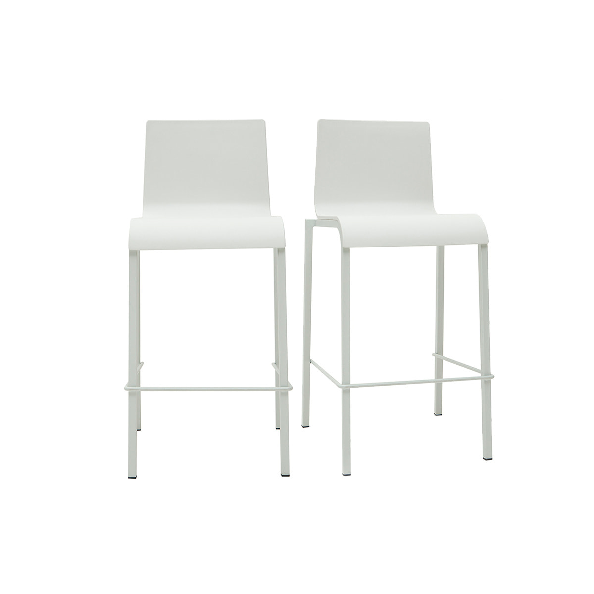 Tabourets de bar design empilables blancs H65 cm (lot de 2) KUPA