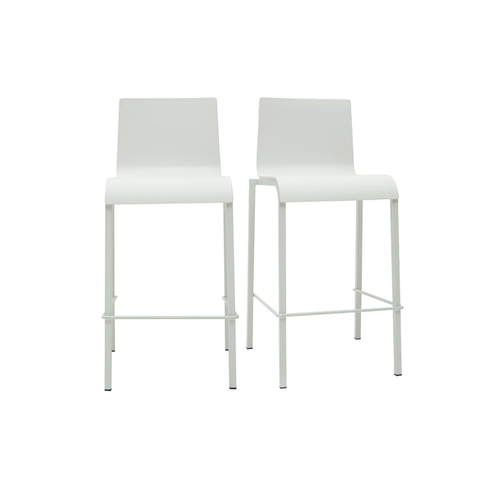 Tabourets de bar design empilables blancs H65 cm (lot de 2) KUPA
