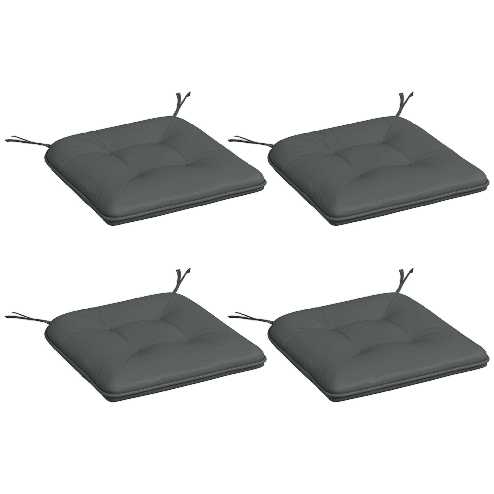 Lot de 4 coussins de chaises de jardin polyester gris foncé