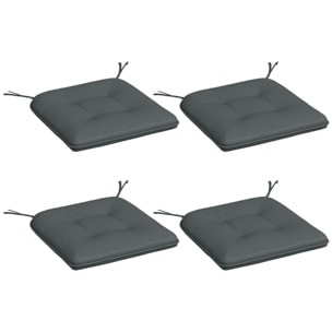 Lot de 4 coussins de chaises de jardin polyester gris foncé