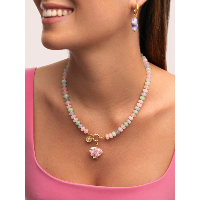 Collar Nemo Stones Acero Baño Oro