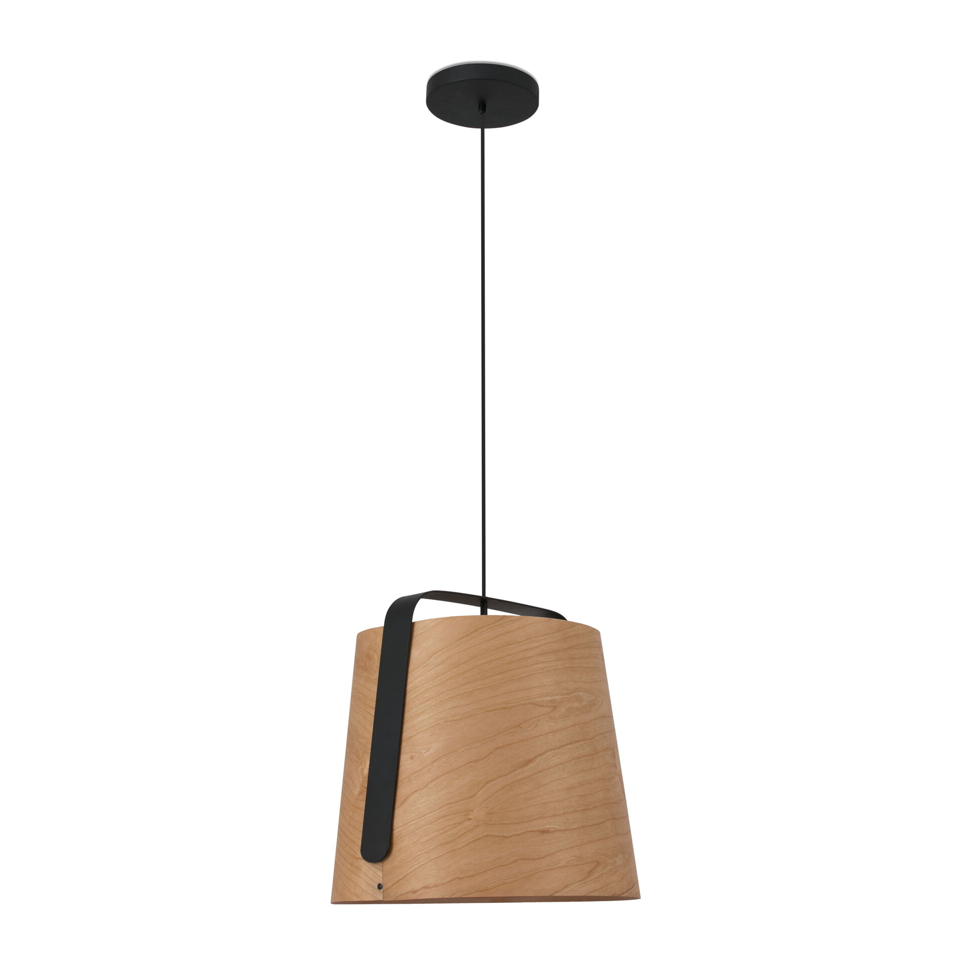 STOOD Lampada sospensione nera et legno