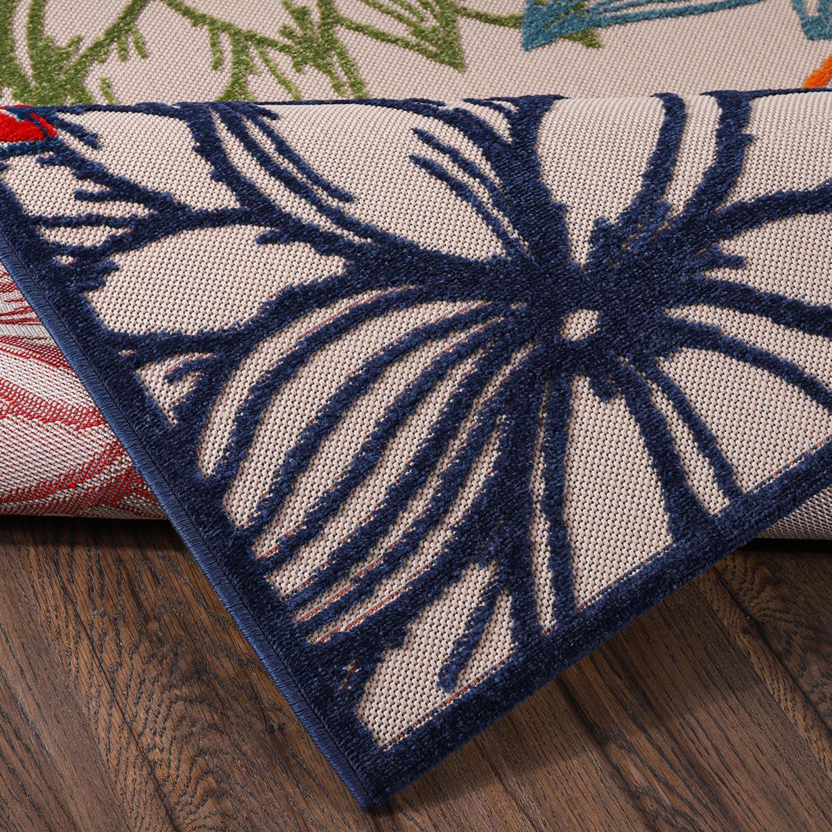 Tapis extérieur tissé kilim rond TUGE