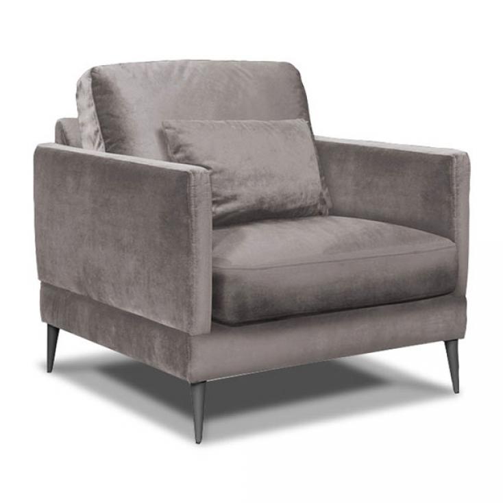 Fauteuil Splendido Velours Gris clair - 1 Place