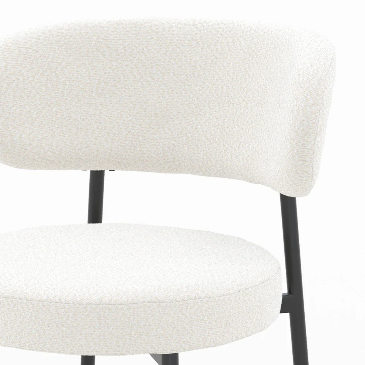 Lot de 2 chaises en tissu bouclé blanc cassé et pieds noirs - Maëlie