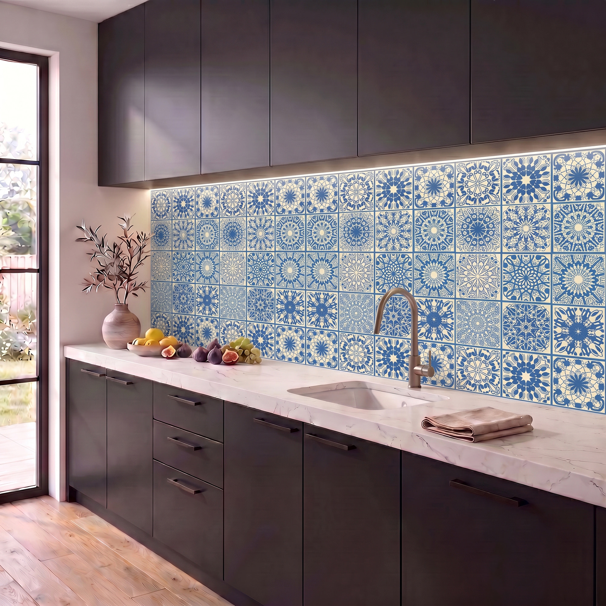 Stickers muraux - Sticker Mural Carrelage adhésif Cuisine Salle de Bain - 12 STICKERS CARRELAGES AZULEJOS EDOARDO