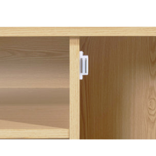 Nagato - meuble tv - cannage et effet bois - 2 portes et 2 niches -180 cm - Bois / Noir