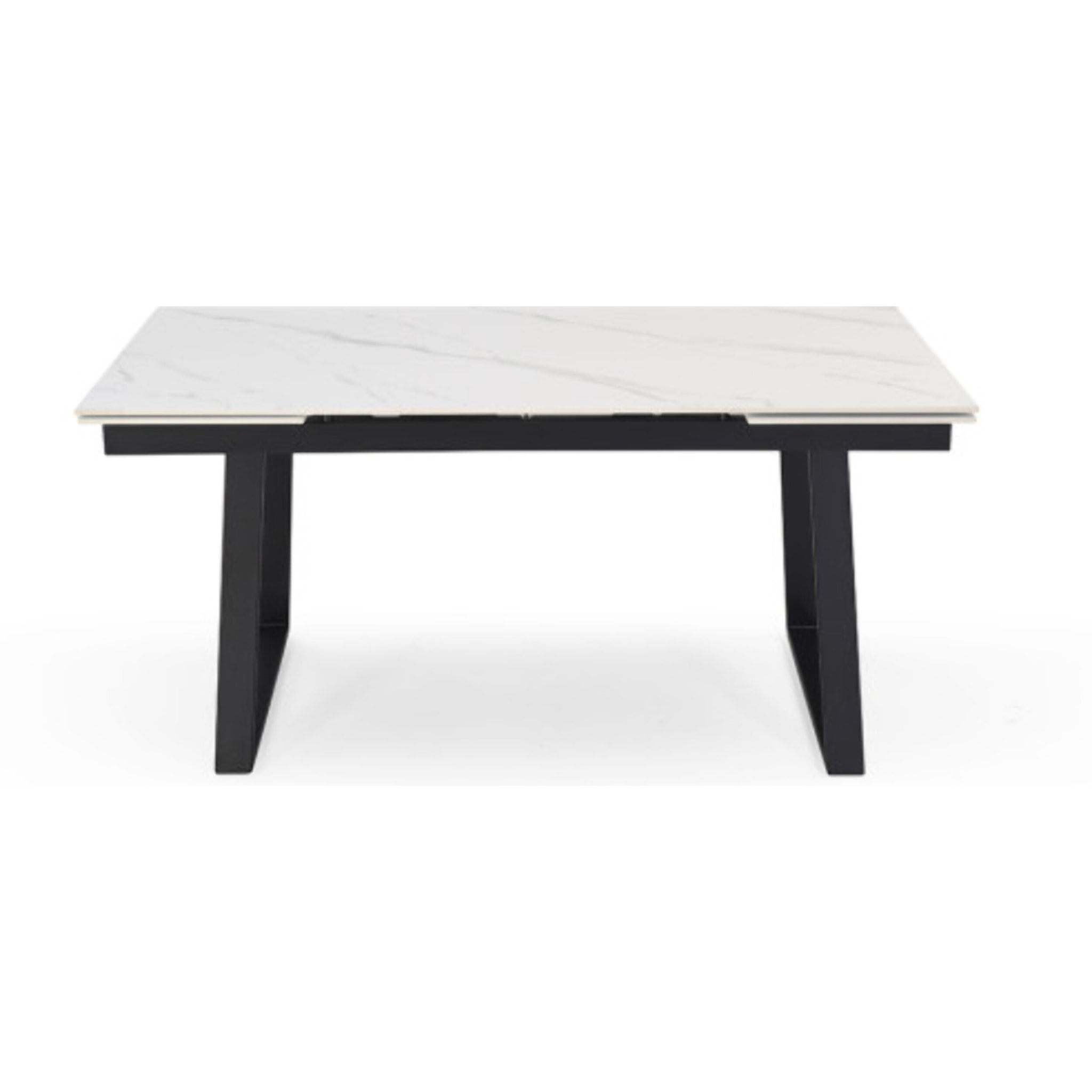 Table extensible céramique blanc marbré 180/260cm pieds métal - UNIK