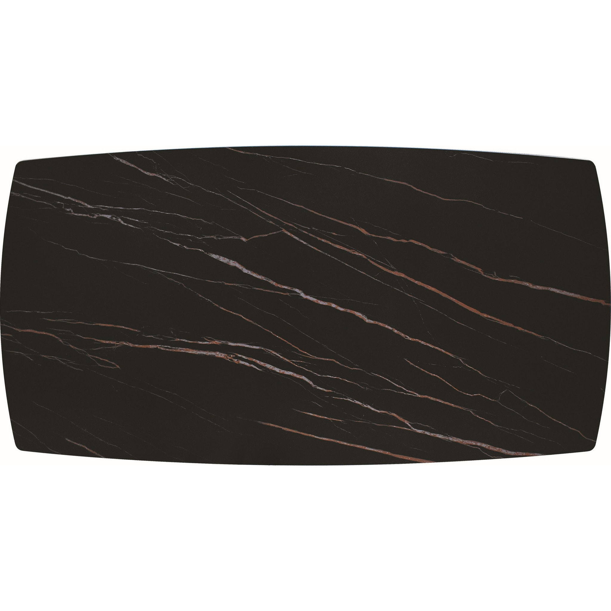 Tavolo FIGARI in vetroceramica matt golden nero con gambe a X in metallo bronzo, allungabile 160x90 cm - 240x90 cm