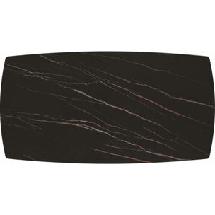 Tavolo FIGARI in vetroceramica matt golden nero con gambe a X in metallo bronzo, allungabile 160x90 cm - 240x90 cm