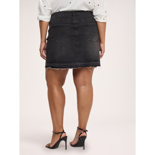 Fiorella Rubino - Minigonna in denim con dettagli sfrangiati - Nero