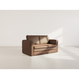 Marilia - canapé 2 places convertible déplimousse en simili - Marron
