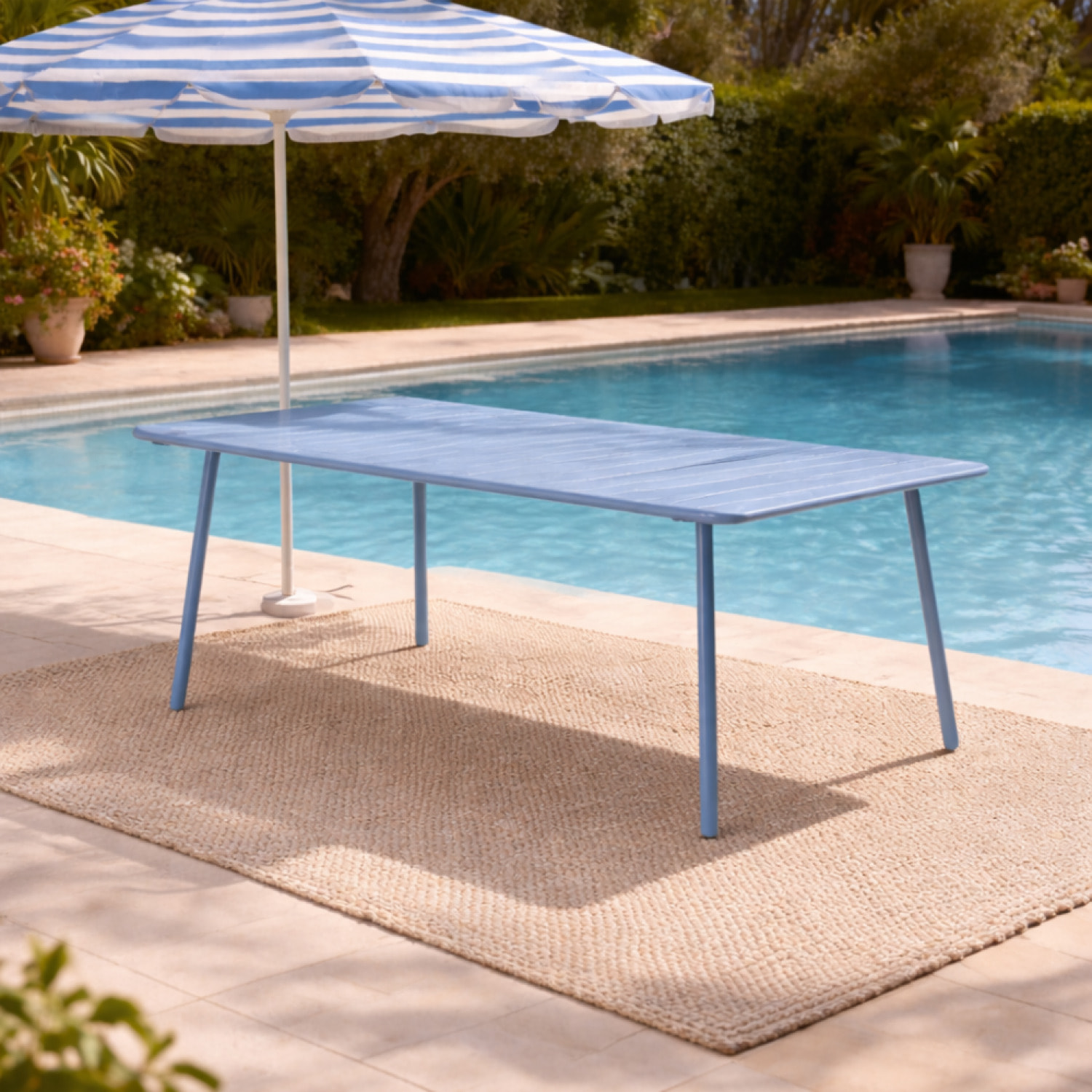 Table de jardin 10-12 places 234cm bleue EVORA