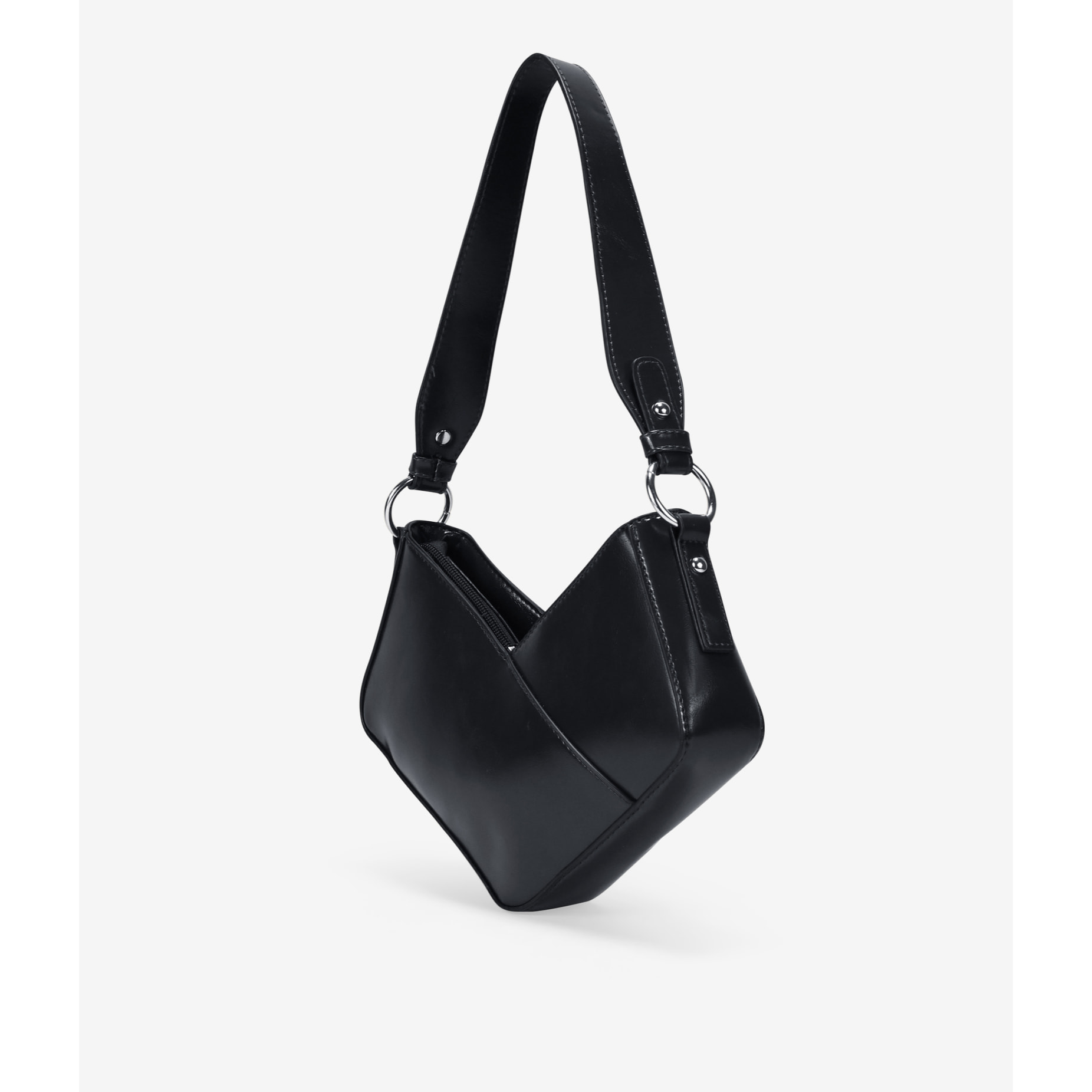 Bolso pequeño de hombro negro brillante