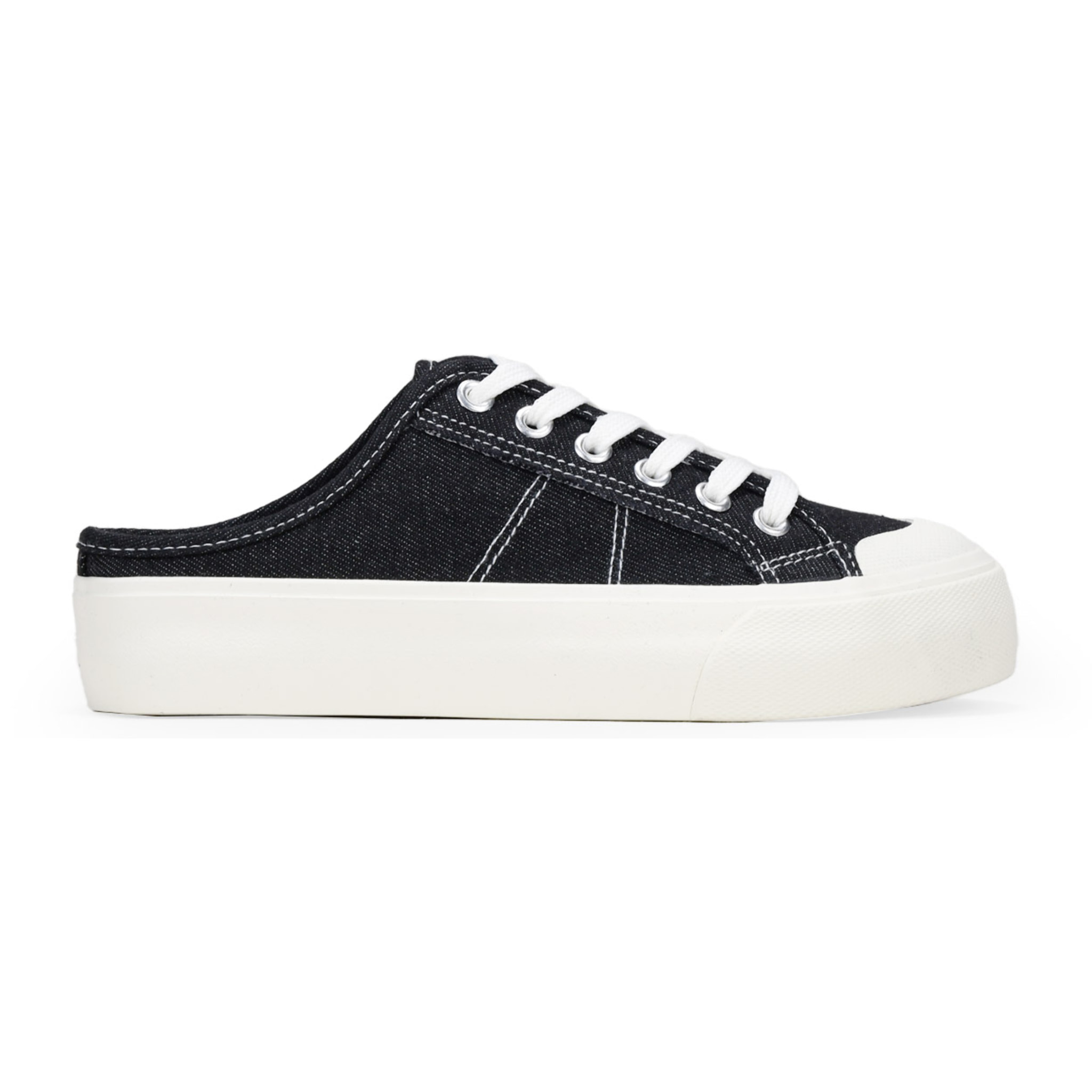 Zapatillas destalonadas negras denim con cordones