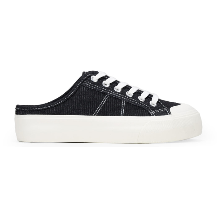 Zapatillas destalonadas negras denim con cordones