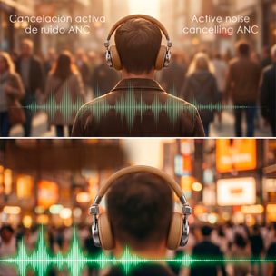 Cascos Bluetooth CR-10ANC, cancelación activa de ruido, batería de larga duración y conexión inalámbrica estable para música y llamadas.