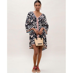 Abito corto con stampa etnica