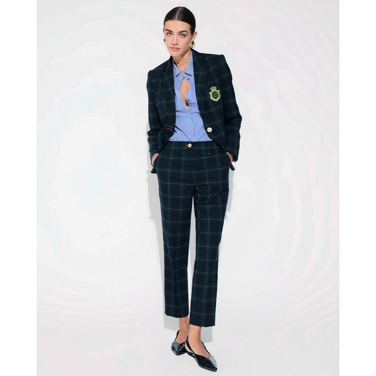 Pantaloni Barcellona aderenti con motivo scozzese