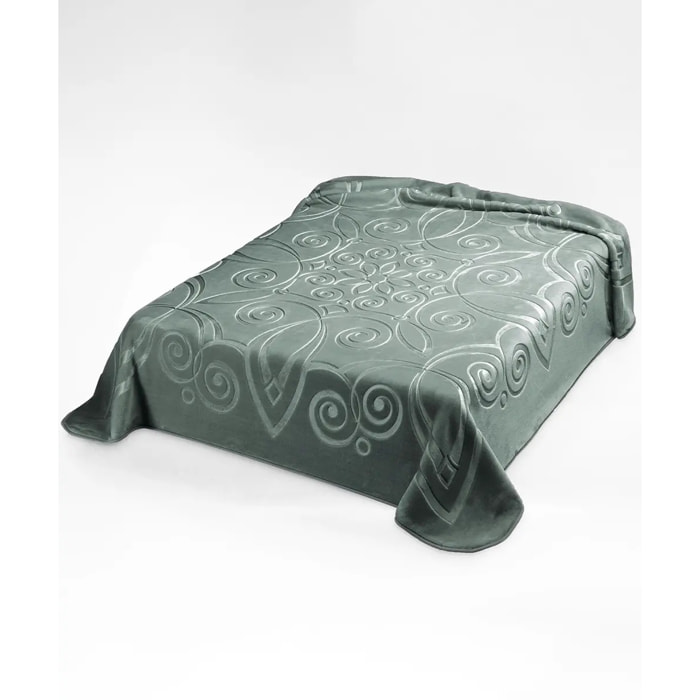Coperta Plaid Verde Laguna in tinta unita con morbido pile di poliestere