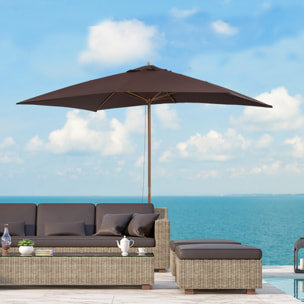 Sombrilla tipo Parasol Mástil de Madera 2x3 m Chocolate