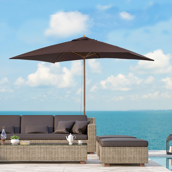Sombrilla tipo Parasol Mástil de Madera 2x3 m Chocolate