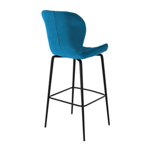 Lot de 2 chaises de bar 75 cm en velours bleu - Mazzia