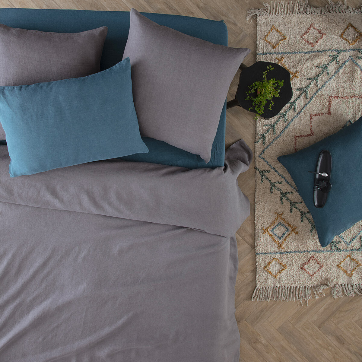 Housse de couette "Linah" - gris - lin lavé 260x240 cm