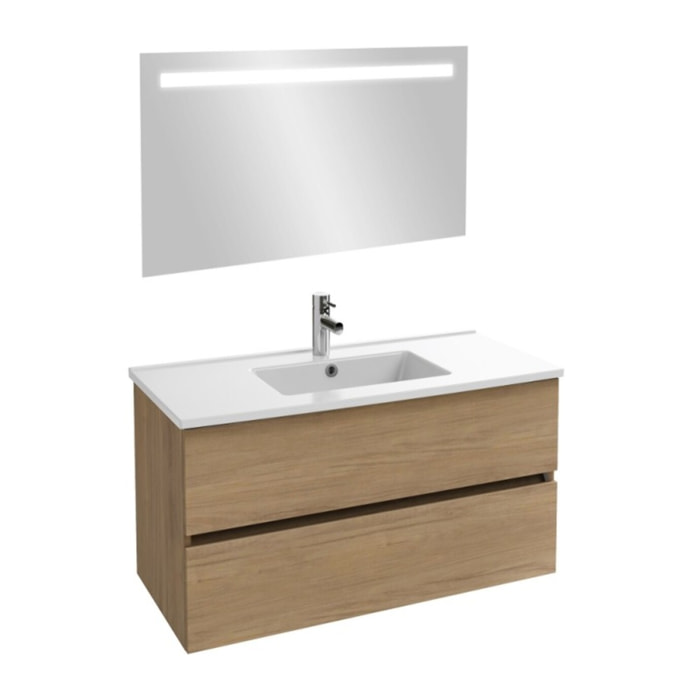 Meuble vasque Tolbiac chêne + miroir led