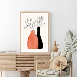 Affiche fleurs Madame et monsieur deco Affiche + cadre en bois - Chêne